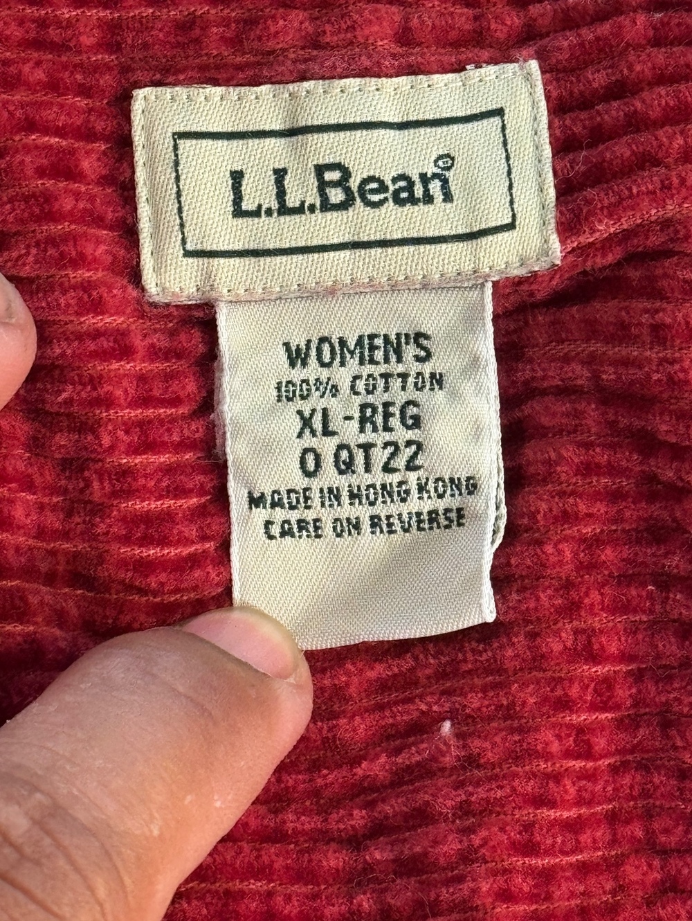 L.L. Bean Women's Red Corduroy Button-Up Shirt XL Regular - Picture 2 of 5